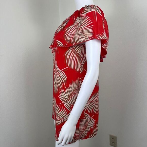 Meghan Los Angeles Shady Plam Leaf Size S Ruffle Resort Vacation Hawaiian Top - Picture 7 of 14